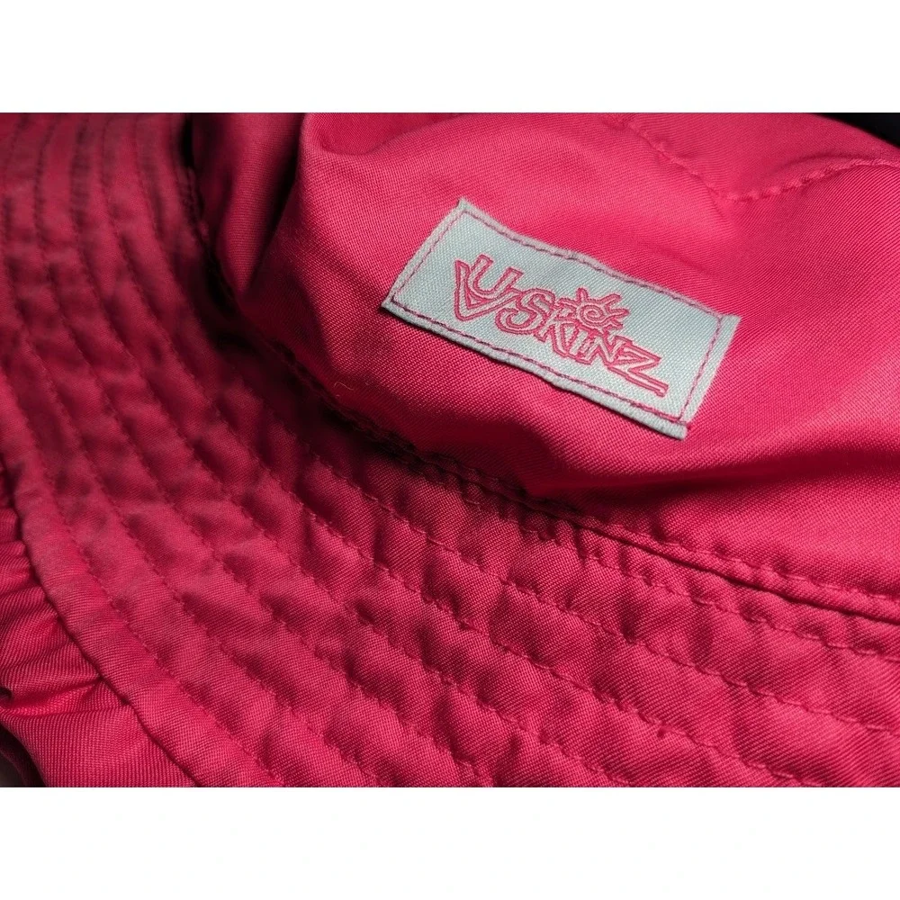 UV Skinz Girls Reversible Bucket Hat Pink Tropical Flamingo Sun Ruffle Brim 4-6